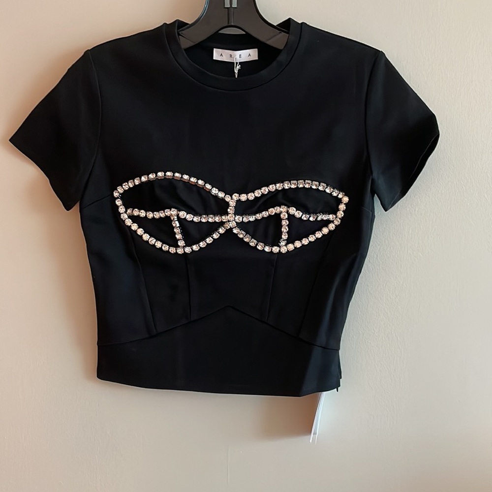 AREA NYC Crystal Bustier Top - Black XS FINAL SALE PRICE - Picture 2 of 7